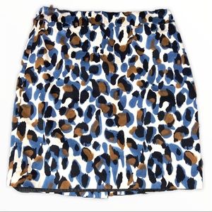 Blue leopard print mini pencil skirt size 10
